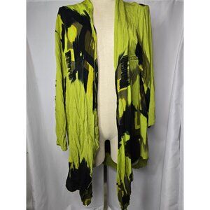 Lotus Traders Draped Open-front cardigan Green Abstract Print- Medium  Bohemian